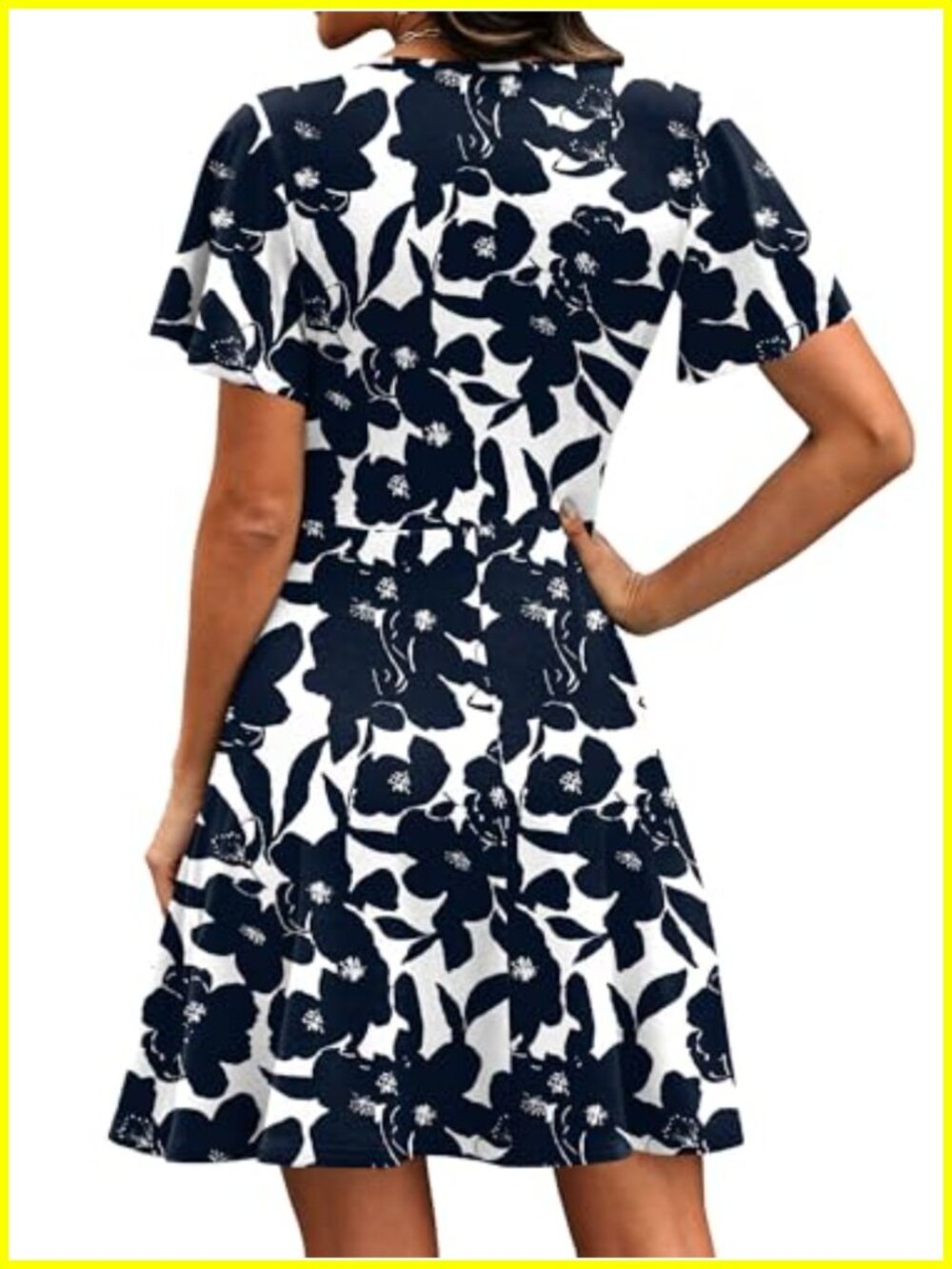 Women's Wrap V Neck A-Line Dress Floral Summer Casual Ruffle Short Sleeve 95% - Picture 4 of 6